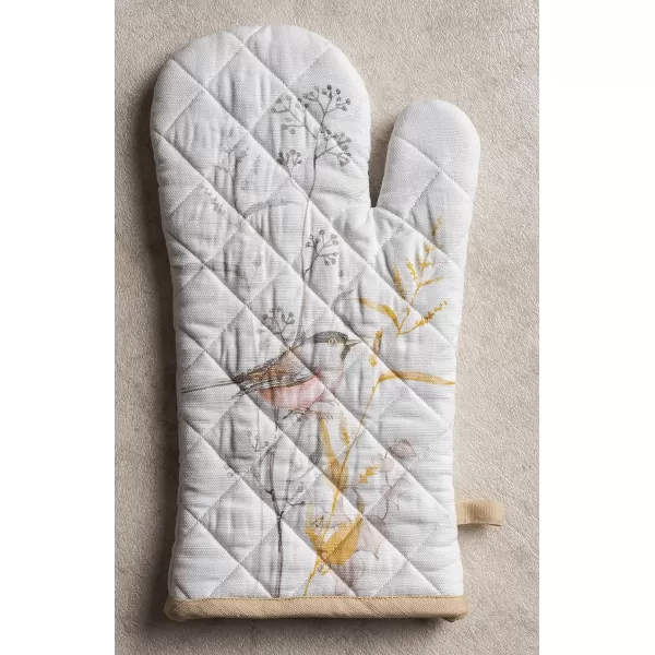 imageMaison d Hermine Cooking Gloves 100 Cotton Heat Resistant 7 Inch x 13 Inch Oven Mitt with Loop Handling Hot Pans BBQ Cooking Grilling Microwave Limoncello  SpringSummer35  Meadow Florals  Beige