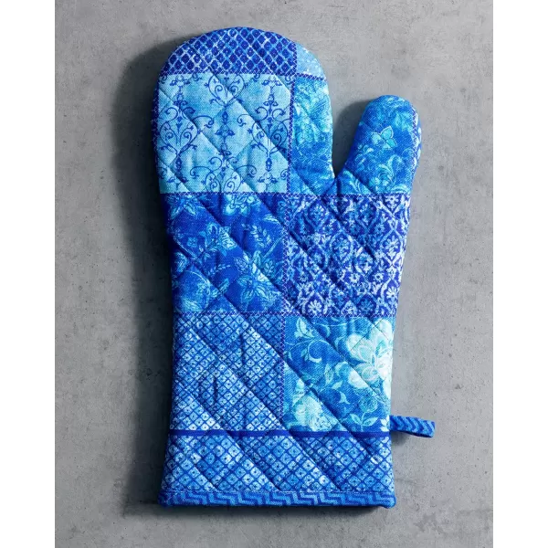 imageMaison d Hermine Cooking Gloves 100 Cotton Heat Resistant 7 Inch x 13 Inch Oven Mitt with Loop Handling Hot Pans BBQ Cooking Grilling Microwave Limoncello  SpringSummer24  Indigo Love