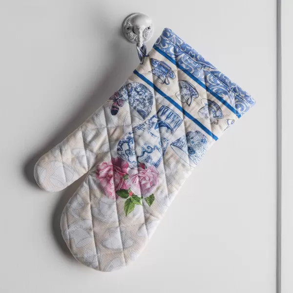 imageMaison d Hermine Cooking Gloves 100 Cotton Heat Resistant 7 Inch x 13 Inch Oven Mitt with Loop Handling Hot Pans BBQ Cooking Grilling Microwave Limoncello  SpringSummer2  Canton