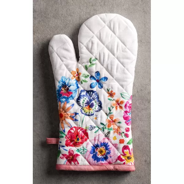 imageMaison d Hermine Cooking Gloves 100 Cotton Heat Resistant 7 Inch x 13 Inch Oven Mitt with Loop Handling Hot Pans BBQ Cooking Grilling Microwave Limoncello  SpringSummer29  Happy Florals  High Summer