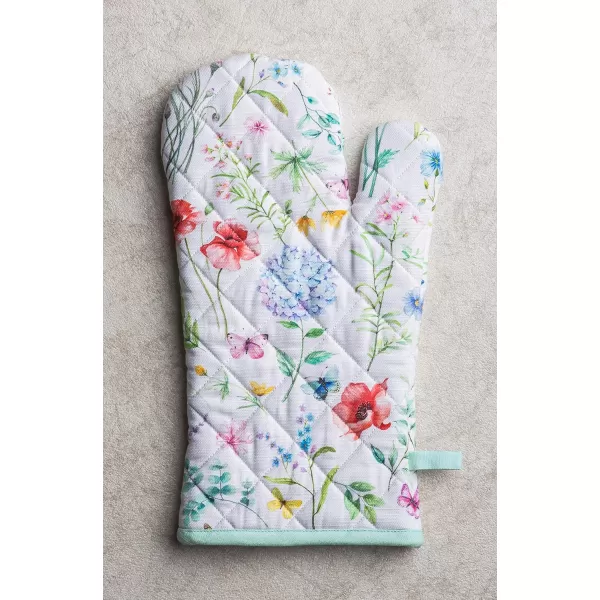 imageMaison d Hermine Cooking Gloves 100 Cotton Heat Resistant 7 Inch x 13 Inch Oven Mitt with Loop Handling Hot Pans BBQ Cooking Grilling Microwave Limoncello  SpringSummer14  Just Floral