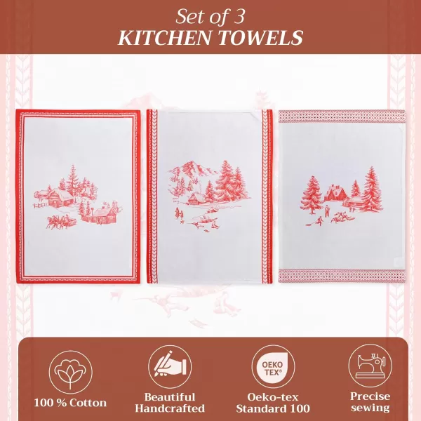 imageMaison d Hermine Kitchen Towel 100 Cotton Quick Dry Cleaning Dishtowel for Gifts Dining Home Wedding Banquet Buffet Christmas Joy  ThanksgivingChristmas Set of 314  Winter Jouy