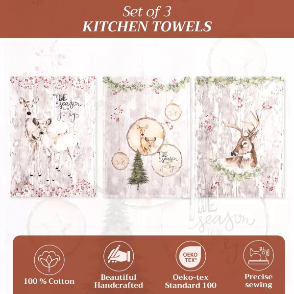 imageMaison d Hermine Kitchen Towel 100 Cotton Quick Dry Cleaning Dishtowel for Gifts Dining Home Wedding Banquet Buffet Christmas Joy  ThanksgivingChristmas Set of 311  Mountain Life