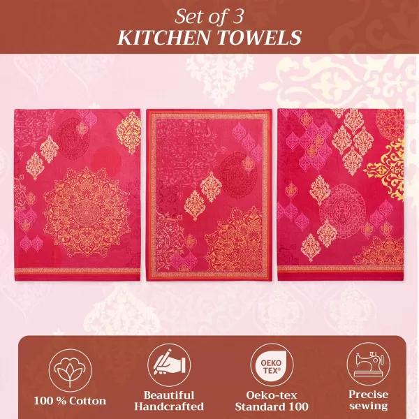 imageMaison d Hermine Kitchen Towel 100 Cotton Quick Dry Cleaning Dishtowel for Gifts Dining Home Wedding Banquet Buffet Christmas Joy  ThanksgivingChristmas Set of 3Pink