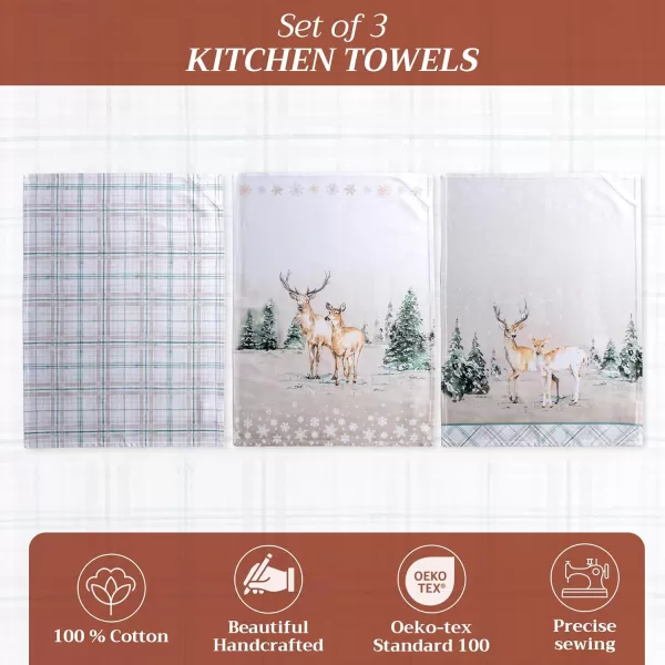 imageMaison d Hermine Kitchen Towel 100 Cotton Quick Dry Cleaning Dishtowel for Gifts Dining Home Wedding Banquet Buffet Christmas Joy  ThanksgivingChristmas Set of 302  Deer in the Woods