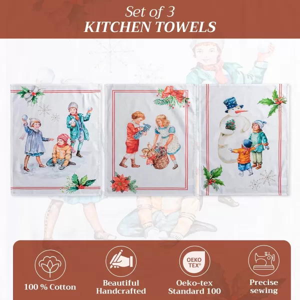 imageMaison d Hermine Kitchen Towel 100 Cotton Quick Dry Cleaning Dishtowel for Gifts Dining Home Wedding Banquet Buffet Christmas Joy  ThanksgivingChristmas Set of 308  Chromo