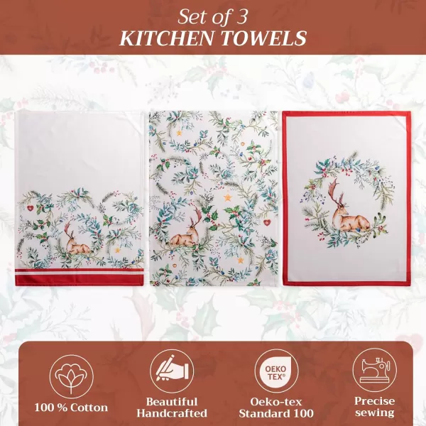imageMaison d Hermine Kitchen Towel 100 Cotton Quick Dry Cleaning Dishtowel for Gifts Dining Home Wedding Banquet Buffet Christmas Joy  ThanksgivingChristmas Set of 301  Holly Time