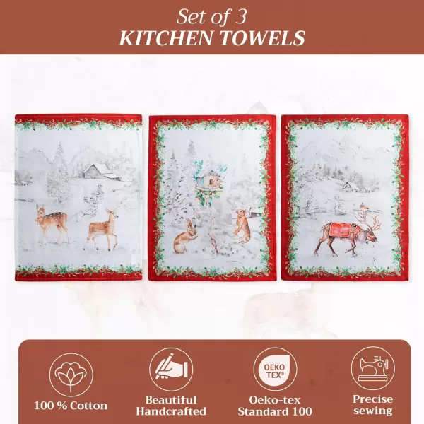 imageMaison d Hermine Kitchen Towel 100 Cotton Quick Dry Cleaning Dishtowel for Gifts Dining Home Wedding Banquet Buffet Christmas Joy  ThanksgivingChristmas Set of 309  Christmas Tradition