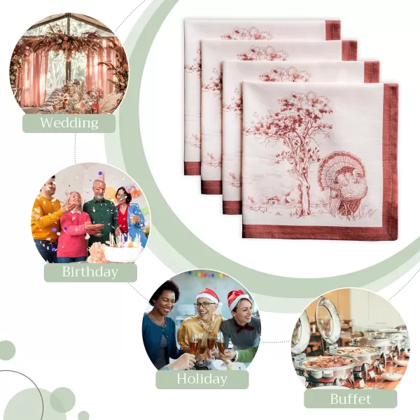 imageMaison d Hermine Napkins 100 Cotton Set of 4 Decorative Napkin Washable Cloth Napkins for Gifts Home Wedding Restaurant ampamp Camping Dalida  ThanksgivingChristmas 20x2014  Holy Jouy  Brown