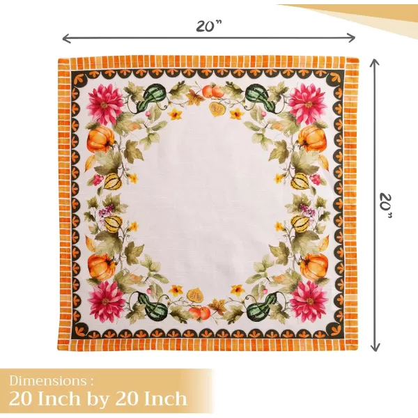 imageMaison d Hermine Napkins 100 Cotton Set of 4 Decorative Napkin Washable Cloth Napkins for Gifts Home Wedding Restaurant ampamp Camping Dalida  ThanksgivingChristmas 20x2012  Pumpkin Garden  Cloudy Cream