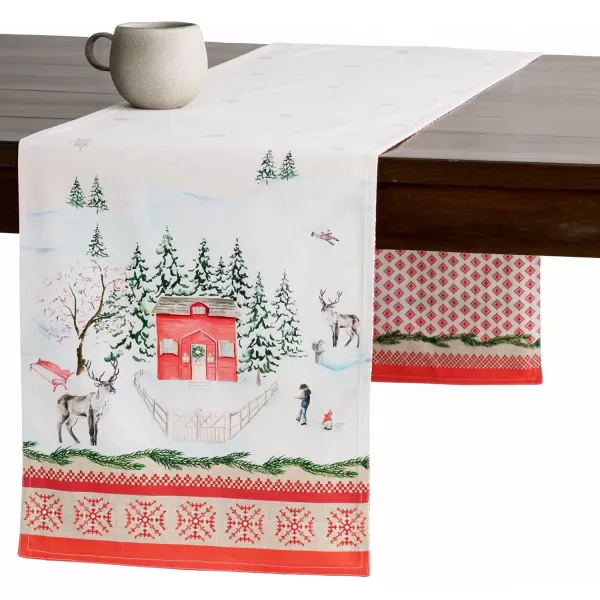 imageMaison d Hermine Sofia 100 Cotton Table Runner Tabletop Cover for Home Kitchen Dining Dcor Cocktail Parties Family Dinners Wedding ThanksgivingChristmas Double Layer 1450quotx108quotRural Xmas