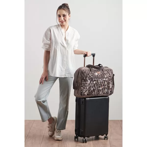 imageMaison d Hermine Weekend Bag Cotton Quilted Duffel Overnight Luggage Weekender Gym Bag for Gifts Travel Men Women Business Travellers Family Trip Bonobo  Blue42  Meadow Florals