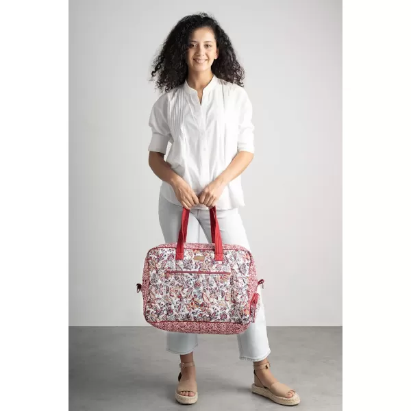 imageMaison d Hermine Weekend Bag Cotton Quilted Duffel Overnight Luggage Weekender Gym Bag for Gifts Travel Men Women Business Travellers Family Trip Bonobo  Blue41  Kerala  Red