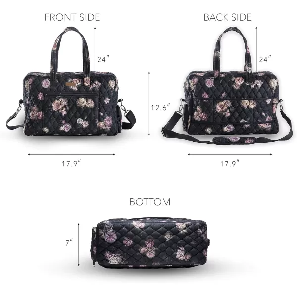 imageMaison d Hermine Weekend Bag Cotton Quilted Duffel Overnight Luggage Weekender Gym Bag for Gifts Travel Men Women Business Travellers Family Trip Bonobo  Blue5  Moody Florals