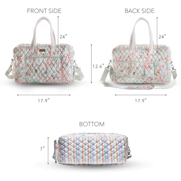 imageMaison d Hermine Weekend Bag Cotton Quilted Duffel Overnight Luggage Weekender Gym Bag for Gifts Travel Men Women Business Travellers Family Trip Bonobo  Blue12  Blossoms in Spring