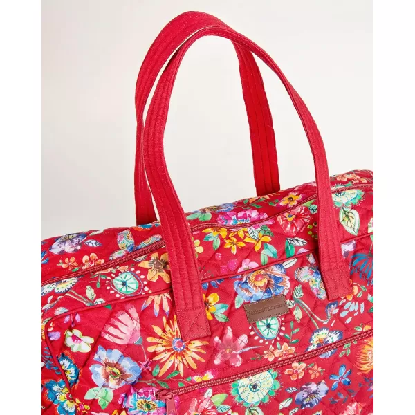 imageMaison d Hermine Weekend Bag Cotton Quilted Duffel Overnight Luggage Weekender Gym Bag for Gifts Travel Men Women Business Travellers Family Trip Bonobo  Blue38  Happy Florals  Red