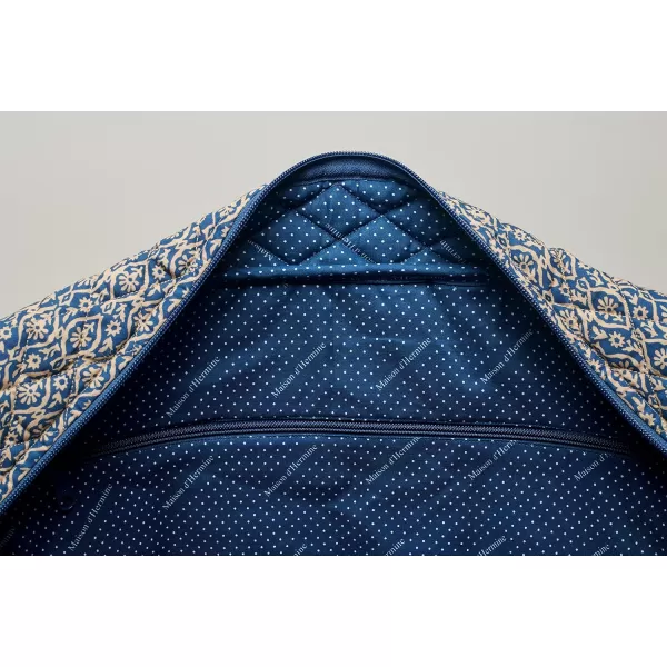 imageMaison d Hermine Weekend Bag Cotton Quilted Duffel Overnight Luggage Weekender Gym Bag for Gifts Travel Men Women Business Travellers Family Trip Bonobo  Blue37  Kerala  Blue