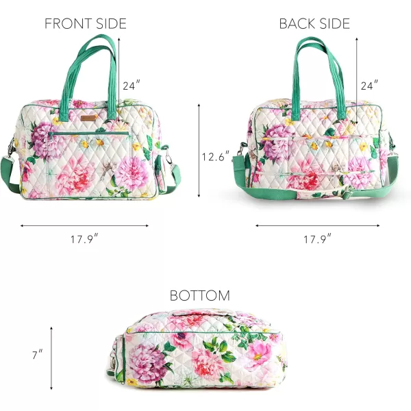 imageMaison d Hermine Weekend Bag Cotton Quilted Duffel Overnight Luggage Weekender Gym Bag for Gifts Travel Men Women Business Travellers Family Trip Bonobo  Blue33  Pivoine