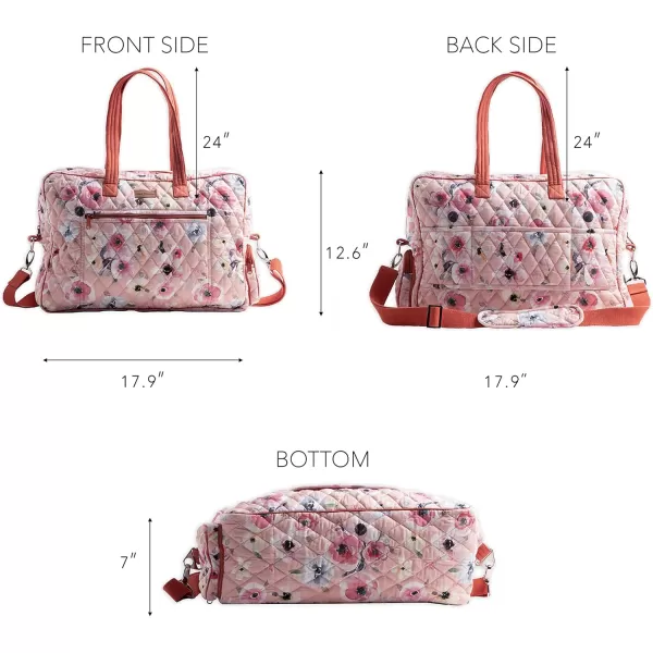 imageMaison d Hermine Weekend Bag Cotton Quilted Duffel Overnight Luggage Weekender Gym Bag for Gifts Travel Men Women Business Travellers Family Trip Bonobo  Blue28  Pale Garden  Romantic Poppy