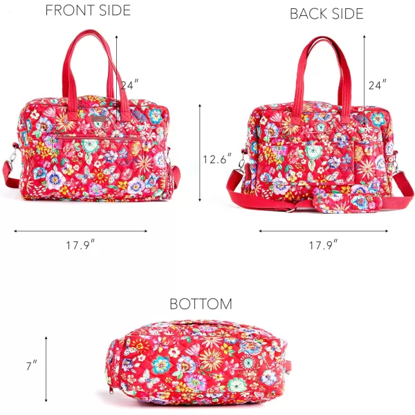 imageMaison d Hermine Weekend Bag Cotton Quilted Duffel Overnight Luggage Weekender Gym Bag for Gifts Travel Men Women Business Travellers Family Trip Bonobo  Blue38  Happy Florals  Red