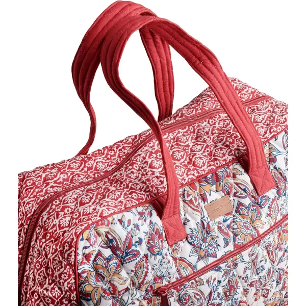 imageMaison d Hermine Weekend Bag Cotton Quilted Duffel Overnight Luggage Weekender Gym Bag for Gifts Travel Men Women Business Travellers Family Trip Bonobo  Blue41  Kerala  Red