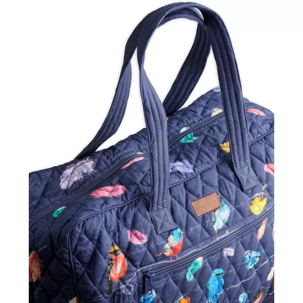 imageMaison d Hermine Weekend Bag Cotton Quilted Duffel Overnight Luggage Weekender Gym Bag for Gifts Travel Men Women Business Travellers Family Trip Bonobo  Blue30  Birdies on Wire