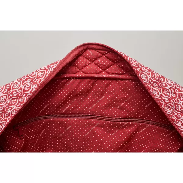 imageMaison d Hermine Weekend Bag Cotton Quilted Duffel Overnight Luggage Weekender Gym Bag for Gifts Travel Men Women Business Travellers Family Trip Bonobo  Blue41  Kerala  Red
