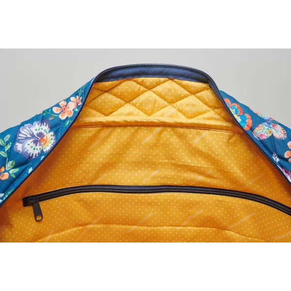 imageMaison d Hermine Weekend Bag Cotton Quilted Duffel Overnight Luggage Weekender Gym Bag for Gifts Travel Men Women Business Travellers Family Trip Bonobo  Blue36  Happy Florals  Blue