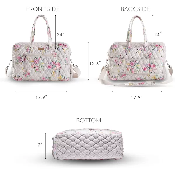 imageMaison d Hermine Weekend Bag Cotton Quilted Duffel Overnight Luggage Weekender Gym Bag for Gifts Travel Men Women Business Travellers Family Trip Bonobo  Blue3  Sweet Rose Lavender  Lush