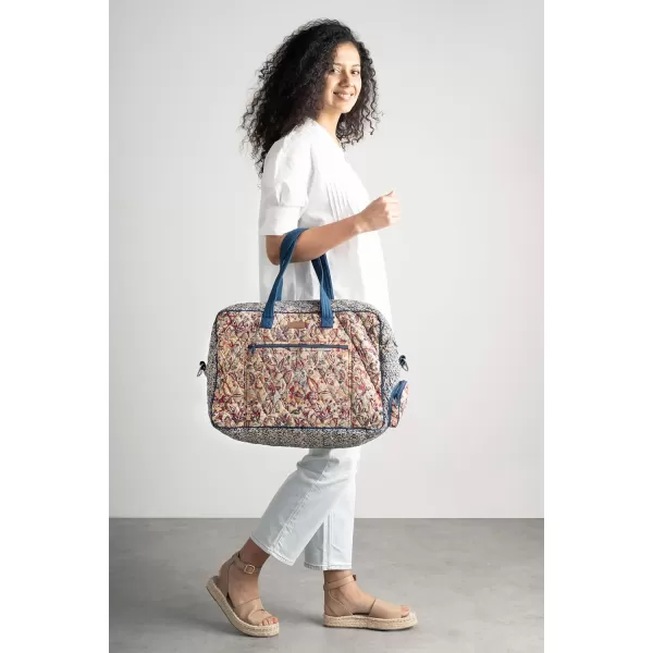 imageMaison d Hermine Weekend Bag Cotton Quilted Duffel Overnight Luggage Weekender Gym Bag for Gifts Travel Men Women Business Travellers Family Trip Bonobo  Blue37  Kerala  Blue