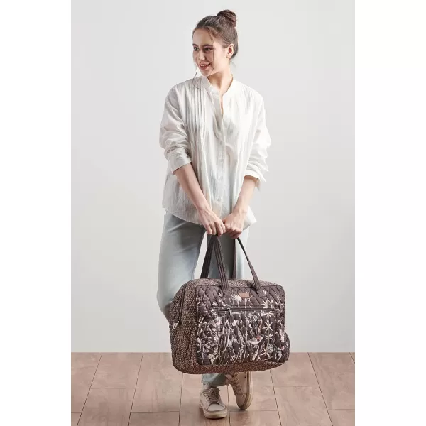 imageMaison d Hermine Weekend Bag Cotton Quilted Duffel Overnight Luggage Weekender Gym Bag for Gifts Travel Men Women Business Travellers Family Trip Bonobo  Blue42  Meadow Florals