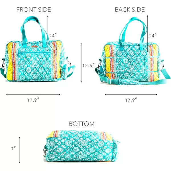 imageMaison d Hermine Weekend Bag Cotton Quilted Duffel Overnight Luggage Weekender Gym Bag for Gifts Travel Men Women Business Travellers Family Trip Bonobo  Blue35  Katmandou  Turquoise
