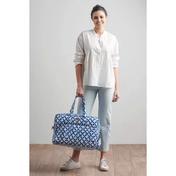 imageMaison d Hermine Weekend Bag Cotton Quilted Duffel Overnight Luggage Weekender Gym Bag for Gifts Travel Men Women Business Travellers Family Trip Bonobo  Blue9  Shibori