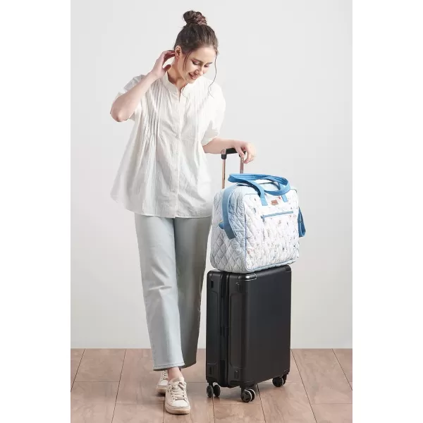 imageMaison d Hermine Weekend Bag Cotton Quilted Duffel Overnight Luggage Weekender Gym Bag for Gifts Travel Men Women Business Travellers Family Trip Bonobo  Blue26  Ice Florals