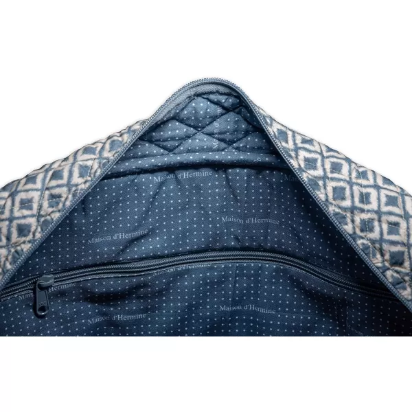 imageMaison d Hermine Weekend Bag Cotton Quilted Duffel Overnight Luggage Weekender Gym Bag for Gifts Travel Men Women Business Travellers Family Trip Bonobo  Blue11  Ikat