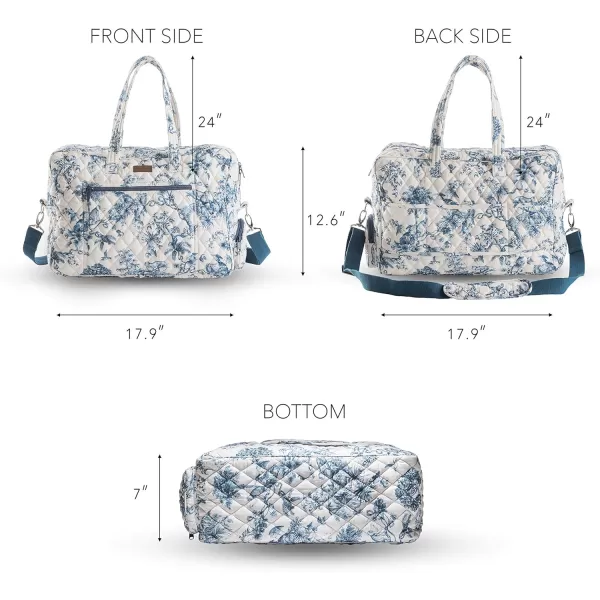 imageMaison d Hermine Weekend Bag Cotton Quilted Duffel Overnight Luggage Weekender Gym Bag for Gifts Travel Men Women Business Travellers Family Trip Bonobo  Blue1  Bonobo  Blue