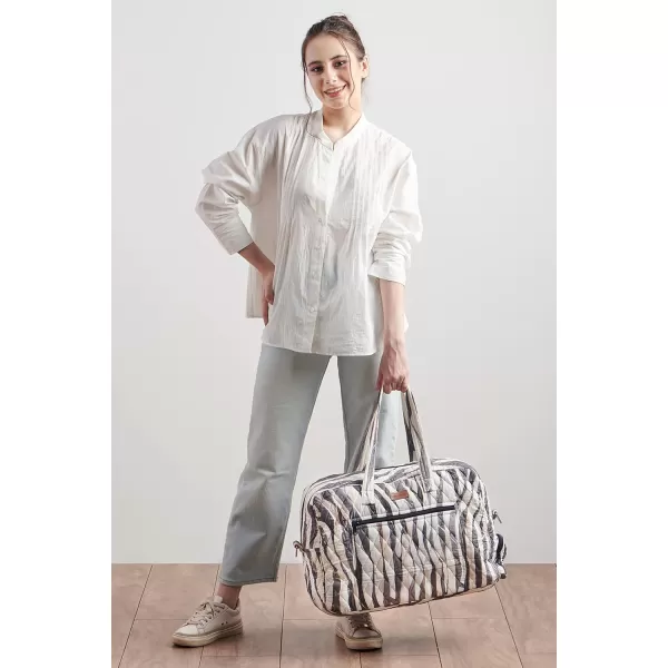 imageMaison d Hermine Weekend Bag Cotton Quilted Duffel Overnight Luggage Weekender Gym Bag for Gifts Travel Men Women Business Travellers Family Trip Bonobo  Blue18  Zebra