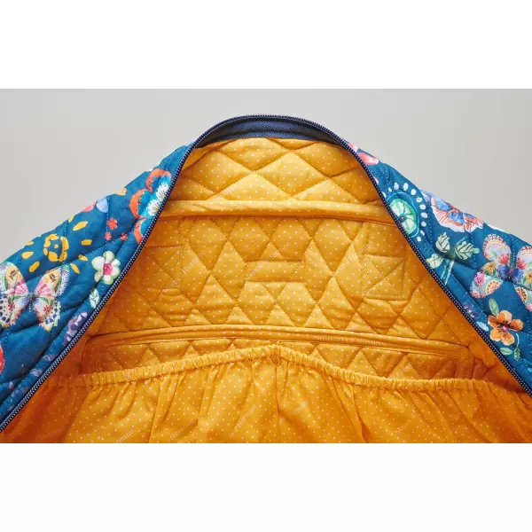 imageMaison d Hermine Weekend Bag Cotton Quilted Duffel Overnight Luggage Weekender Gym Bag for Gifts Travel Men Women Business Travellers Family Trip Bonobo  Blue36  Happy Florals  Blue