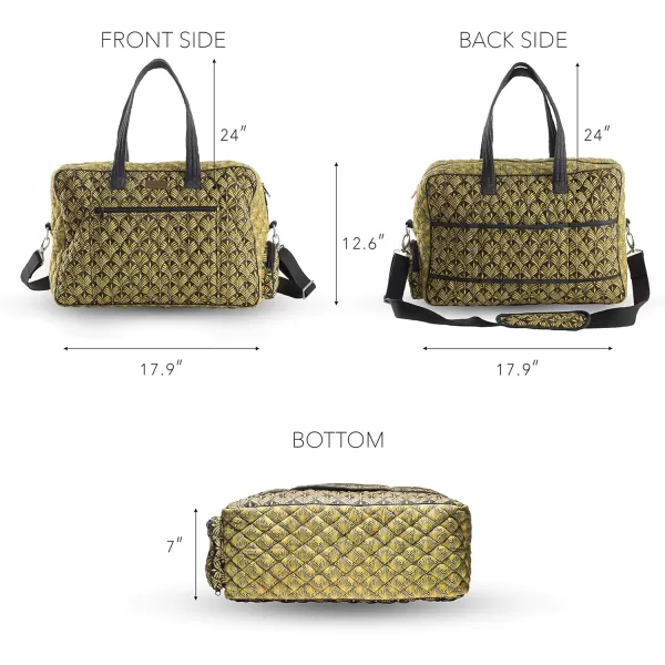 imageMaison d Hermine Weekend Bag Cotton Quilted Duffel Overnight Luggage Weekender Gym Bag for Gifts Travel Men Women Business Travellers Family Trip Bonobo  Blue48  Art Deco
