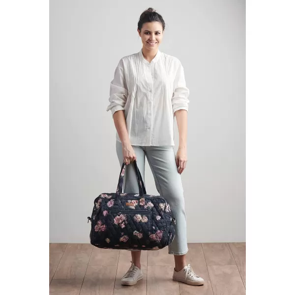 imageMaison d Hermine Weekend Bag Cotton Quilted Duffel Overnight Luggage Weekender Gym Bag for Gifts Travel Men Women Business Travellers Family Trip Bonobo  Blue5  Moody Florals