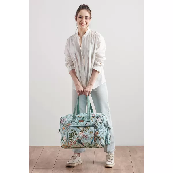 imageMaison d Hermine Weekend Bag Cotton Quilted Duffel Overnight Luggage Weekender Gym Bag for Gifts Travel Men Women Business Travellers Family Trip Bonobo  Blue29  Hokuzai  Green