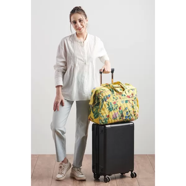 imageMaison d Hermine Weekend Bag Cotton Quilted Duffel Overnight Luggage Weekender Gym Bag for Gifts Travel Men Women Business Travellers Family Trip Bonobo  Blue10  Eden  Yellow