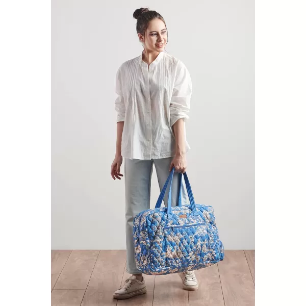 imageMaison d Hermine Weekend Bag Cotton Quilted Duffel Overnight Luggage Weekender Gym Bag for Gifts Travel Men Women Business Travellers Family Trip Bonobo  Blue31  Joli Jouy