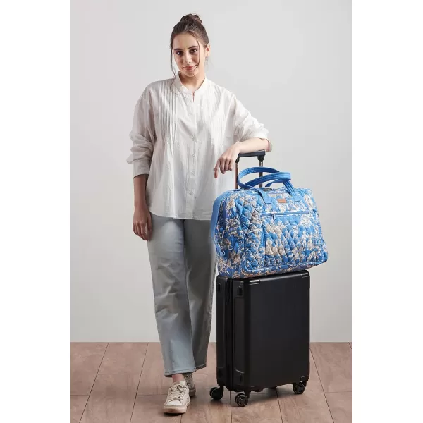 imageMaison d Hermine Weekend Bag Cotton Quilted Duffel Overnight Luggage Weekender Gym Bag for Gifts Travel Men Women Business Travellers Family Trip Bonobo  Blue31  Joli Jouy