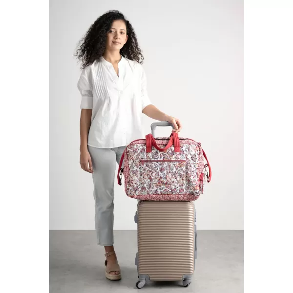imageMaison d Hermine Weekend Bag Cotton Quilted Duffel Overnight Luggage Weekender Gym Bag for Gifts Travel Men Women Business Travellers Family Trip Bonobo  Blue41  Kerala  Red