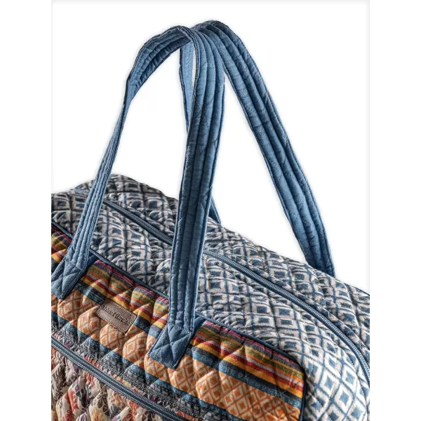 imageMaison d Hermine Weekend Bag Cotton Quilted Duffel Overnight Luggage Weekender Gym Bag for Gifts Travel Men Women Business Travellers Family Trip Bonobo  Blue11  Ikat