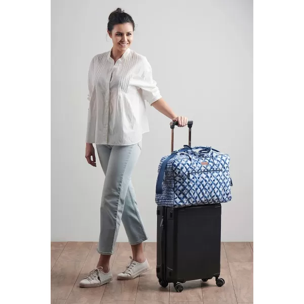 imageMaison d Hermine Weekend Bag Cotton Quilted Duffel Overnight Luggage Weekender Gym Bag for Gifts Travel Men Women Business Travellers Family Trip Bonobo  Blue9  Shibori