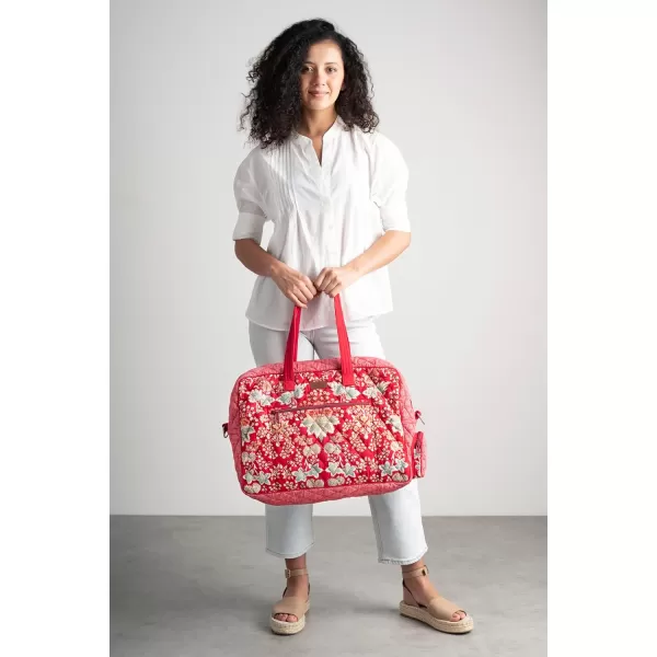 imageMaison d Hermine Weekend Bag Cotton Quilted Duffel Overnight Luggage Weekender Gym Bag for Gifts Travel Men Women Business Travellers Family Trip Bonobo  Blue44  Marquise  Red
