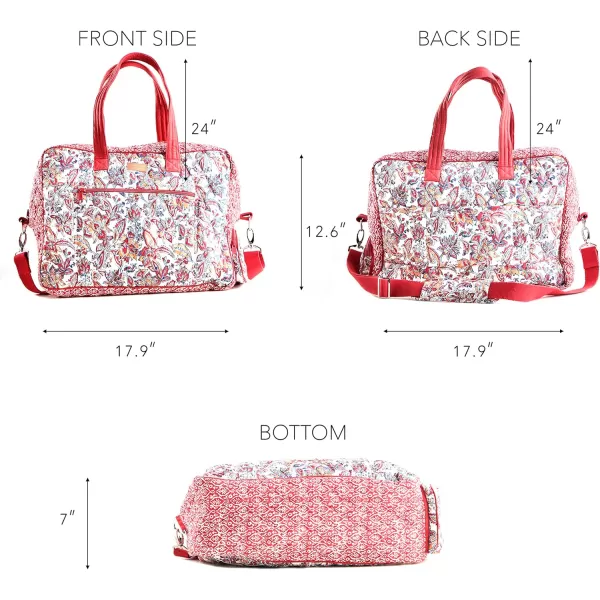 imageMaison d Hermine Weekend Bag Cotton Quilted Duffel Overnight Luggage Weekender Gym Bag for Gifts Travel Men Women Business Travellers Family Trip Bonobo  Blue41  Kerala  Red