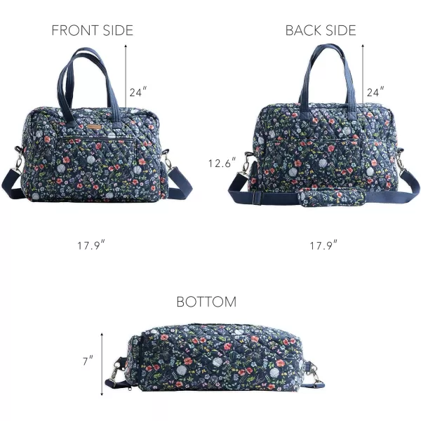 imageMaison d Hermine Weekend Bag Cotton Quilted Duffel Overnight Luggage Weekender Gym Bag for Gifts Travel Men Women Business Travellers Family Trip Bonobo  Blue17  Just Floral